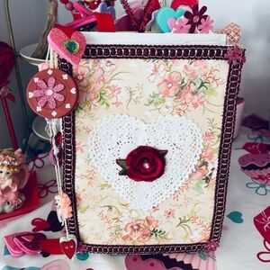 Handcrafted Journal with Heart and Rose